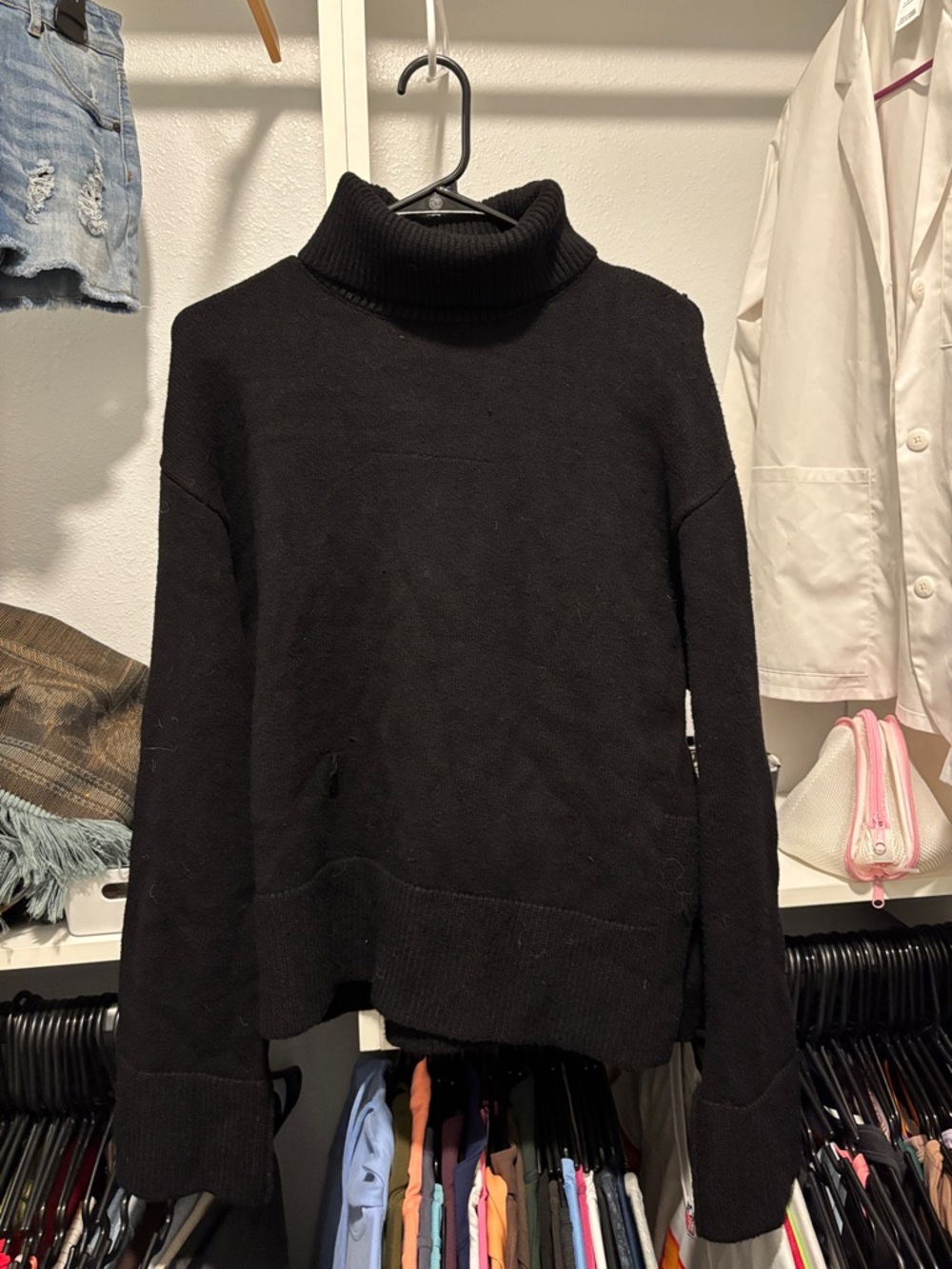 Black Turtleneck Knit Sweater